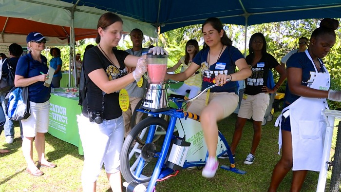 Students demonstrated their blender bikes to the public at SOBEWFF's Fun and Fit as a Family event.