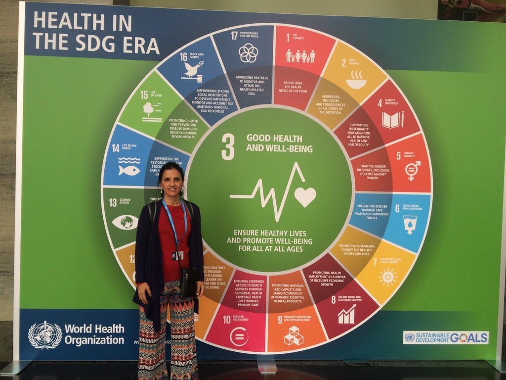 Cristina Palacios at the World Health Assembly in Geneva, Switzerland.