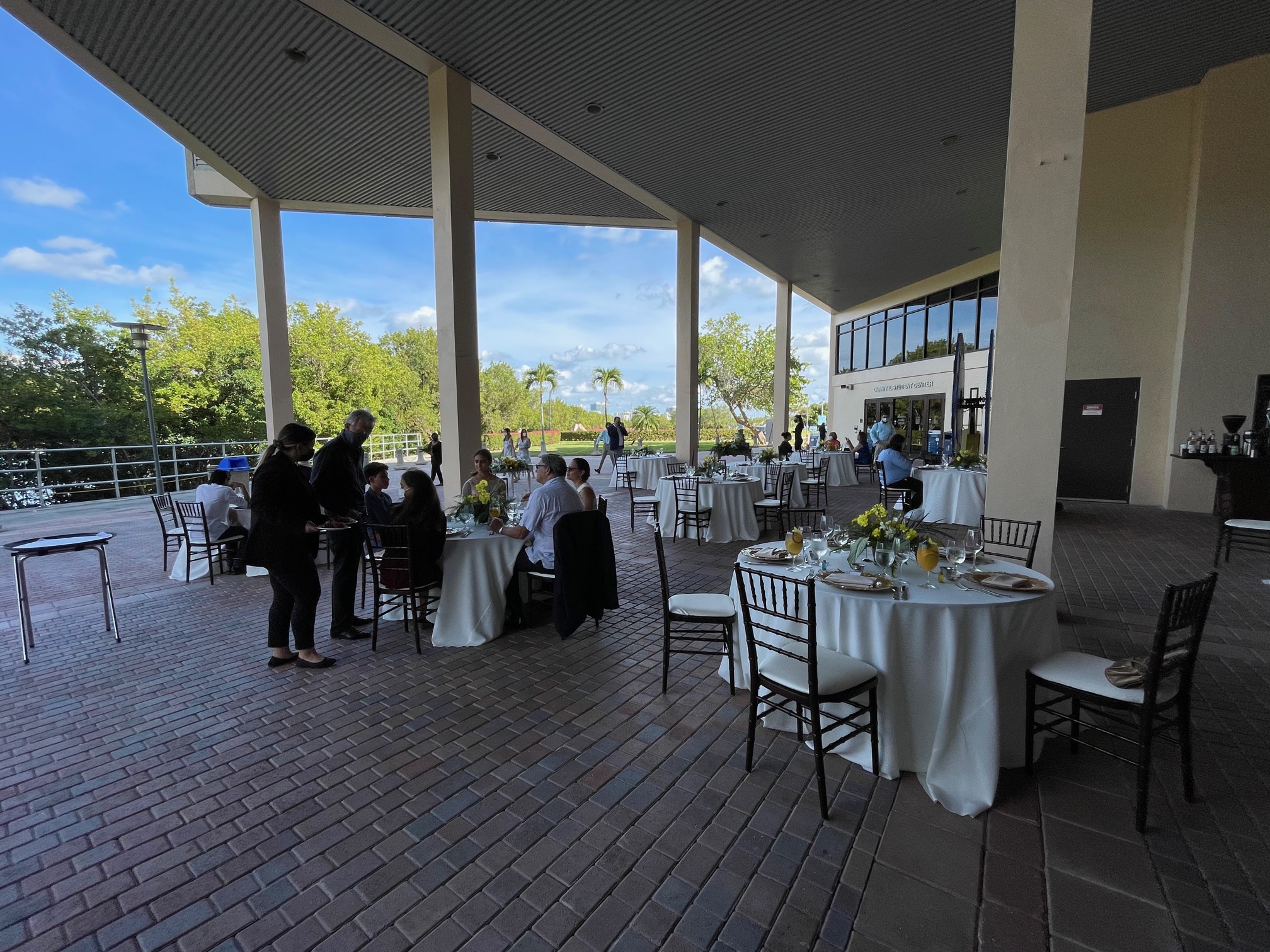 Chaplin School patio set up for a wedding