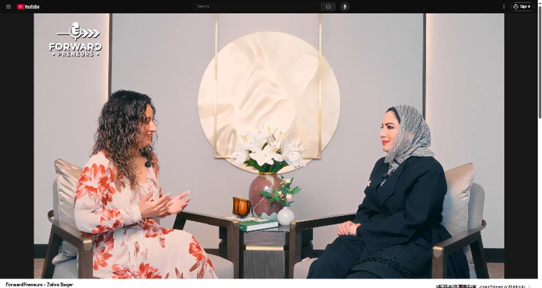Susana with Bahraini business leader Zahra Baqer during a podcast interview 