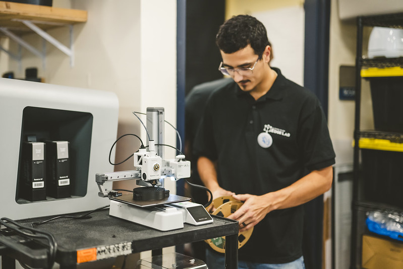 Student using Edge Lab equipment
