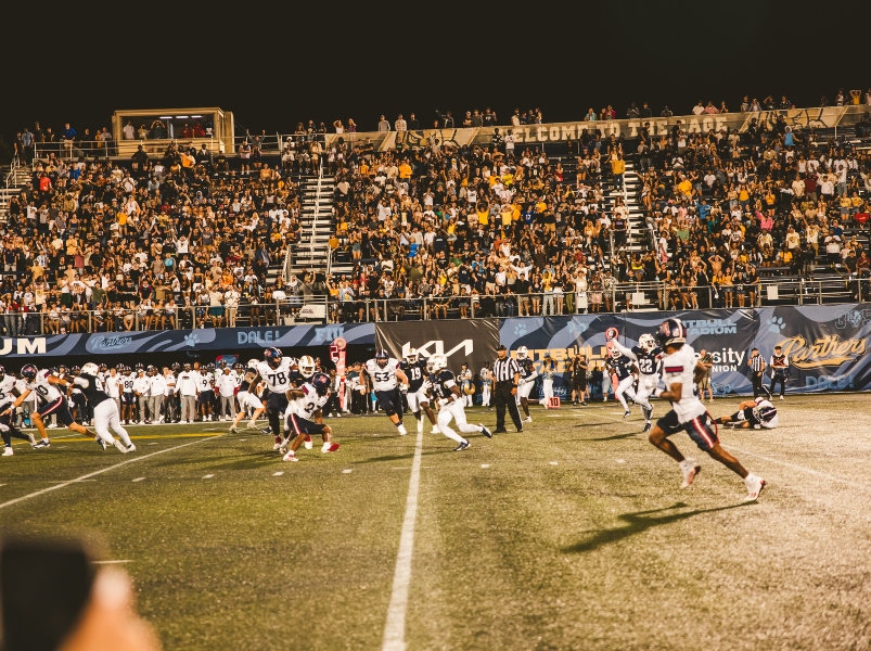 Football players during the game