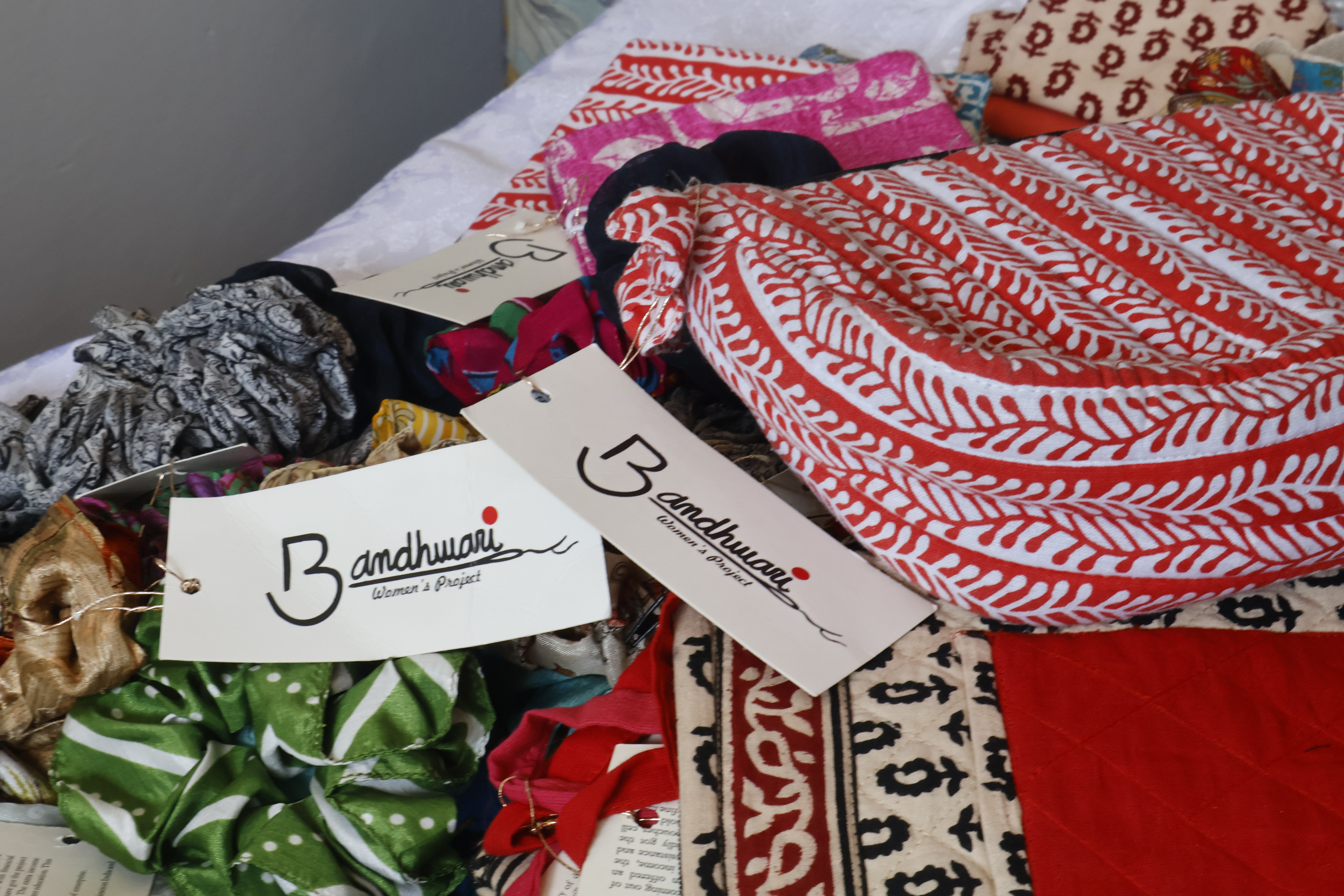 Handcrafted merchandise from the Bandhwari Women's Project.