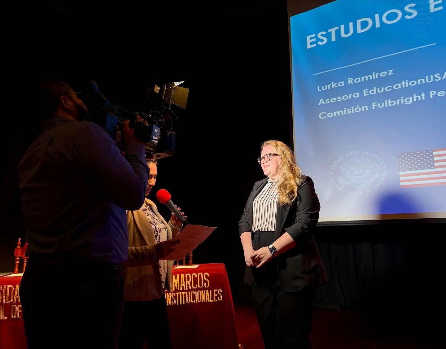 Bernhard being interviewed during EducationUSA fair