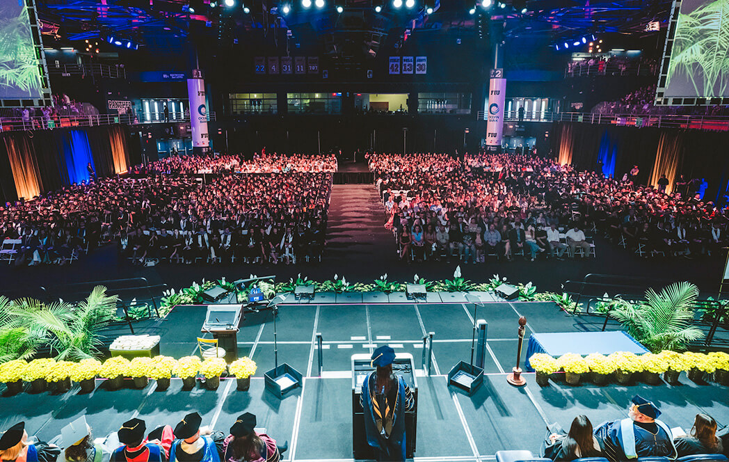 Wide shot of the commencement ceremony