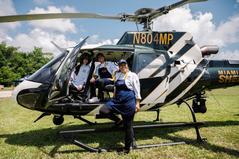 Students got to sit in the chopper
