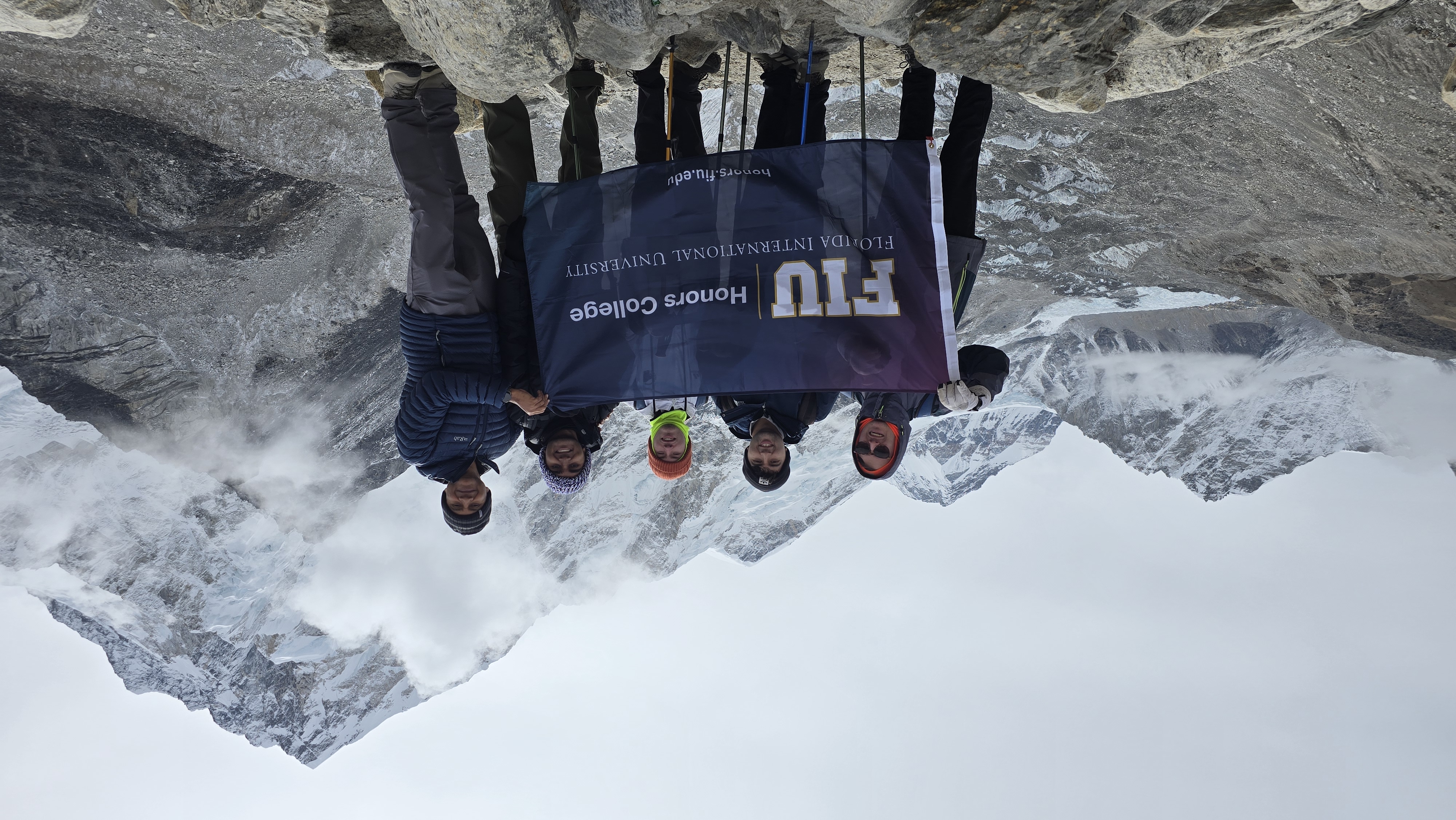 Chapagain and students at Base Camp.