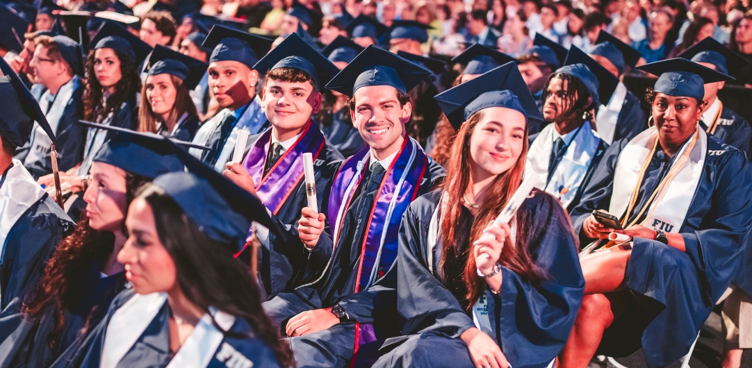 Graduates sitting during commencement