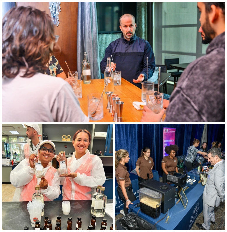 Students learning about the beverage and food industry