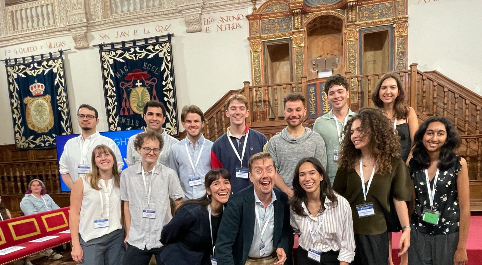 Nelson Abarca (far left, back row) with fellow Fulbright students in Spain.