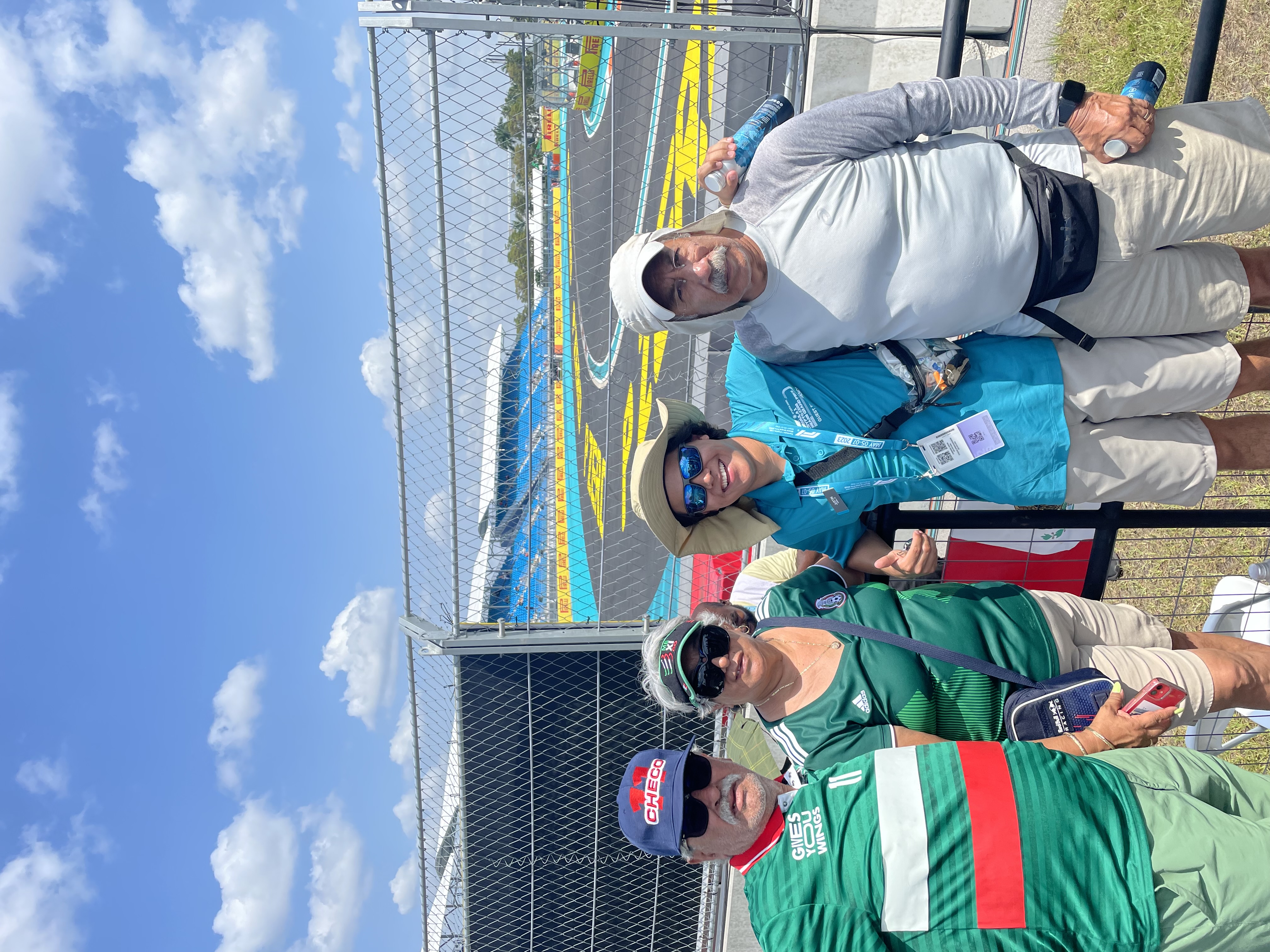 Justin Garay, 3rd from left, works his third Formula 1.