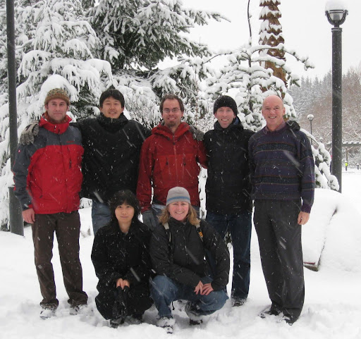 Kominoski (standing, 2nd from right) as a postdoc with research peers at University of Brisih Columbia 2008-2010