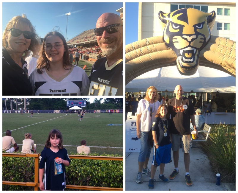 Photo collage of Jordan and her family at FIU when she was little