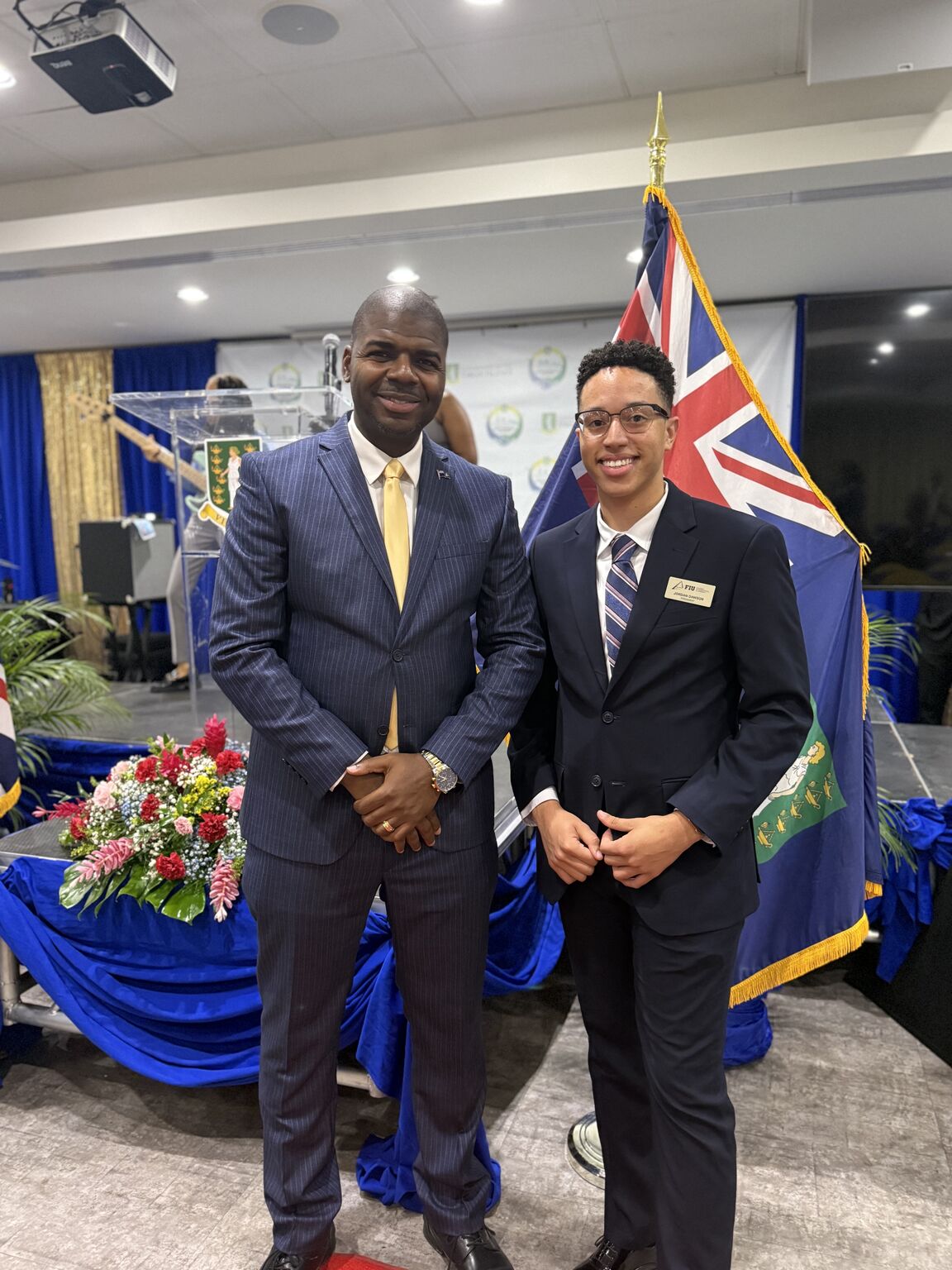 Jordan Dawson with Premier of the British Virgin Islands Natalio D. Wheatley