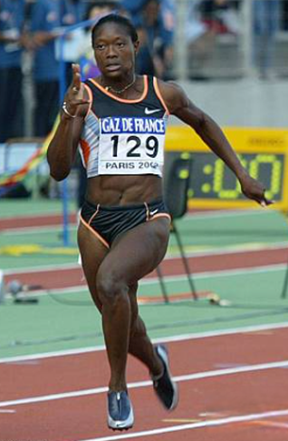 Tayna Lawrence running on the track