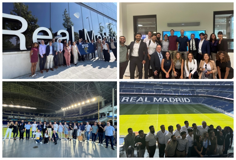 Photo collage of students on the trip in Madrid.