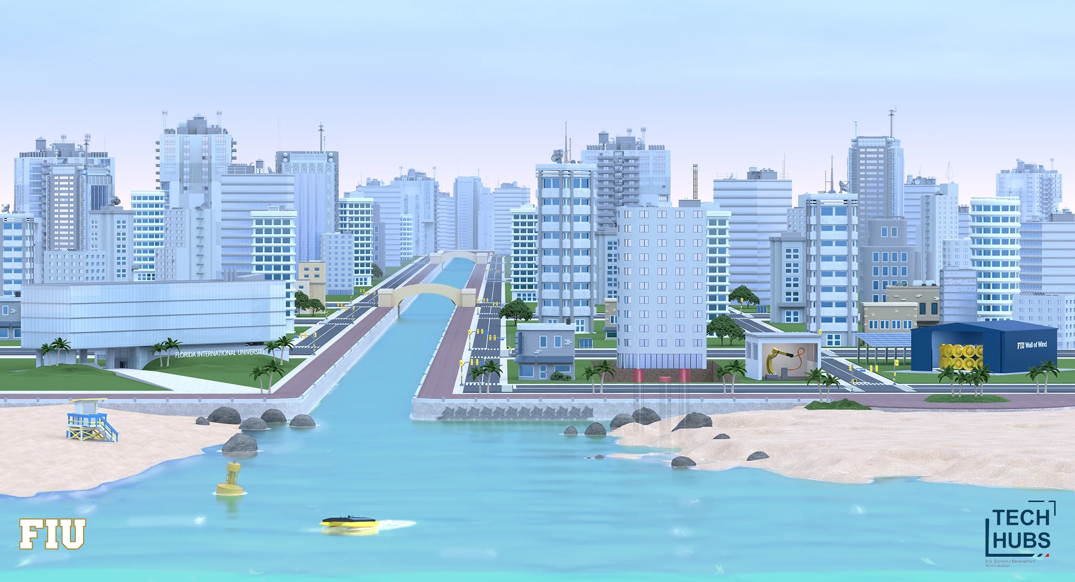 FIU-focused stylized landscape of Miami