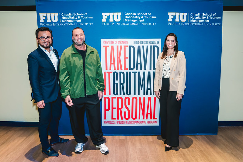 Michael Cheng, David Grutman and FIU president at Grutman Book Launch