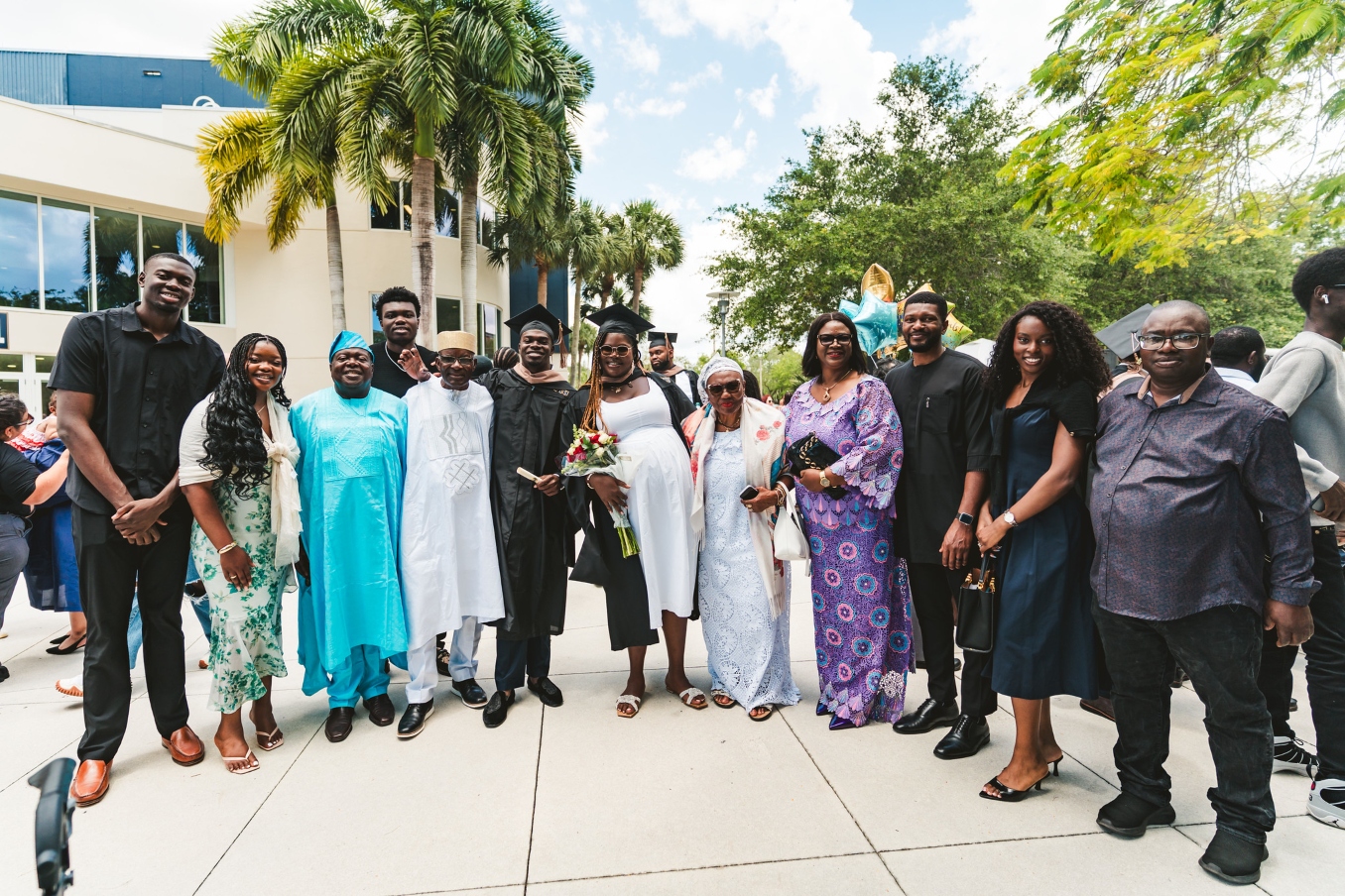 Graduates celebrating with their family