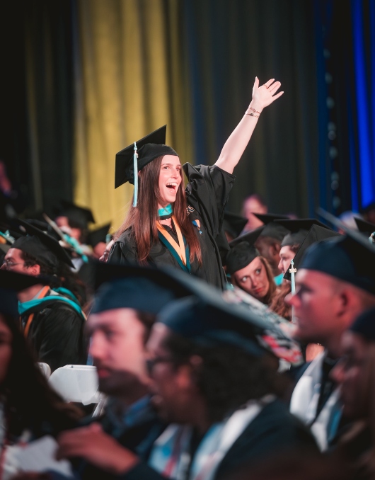Student celebrating during ceremony