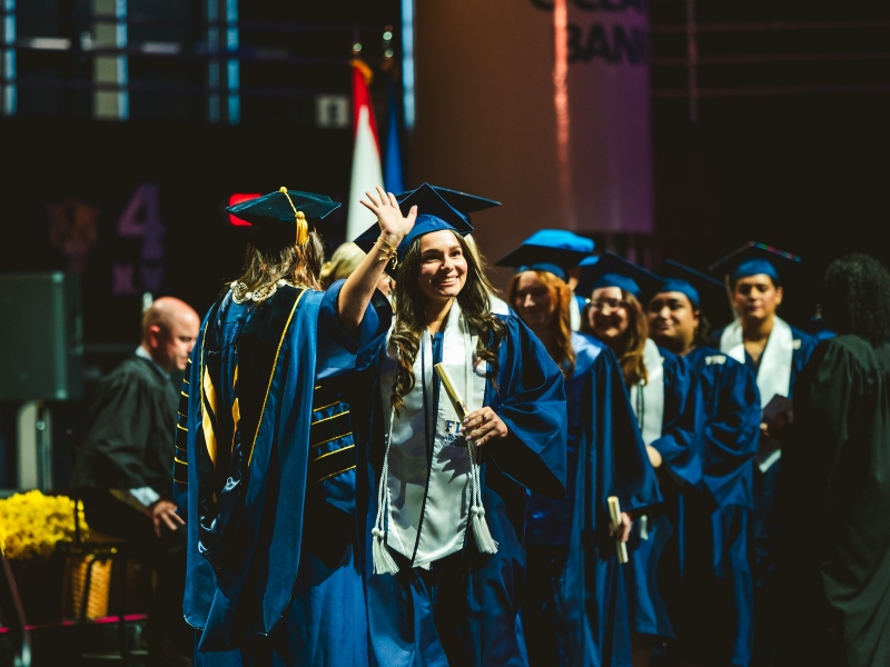 Graduate on stage