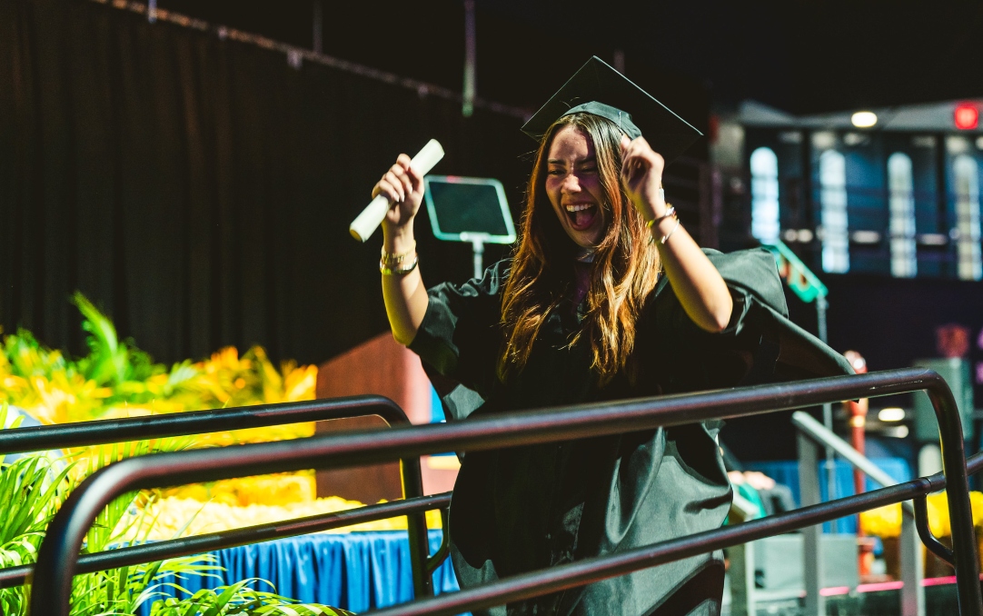 Graduate on stage