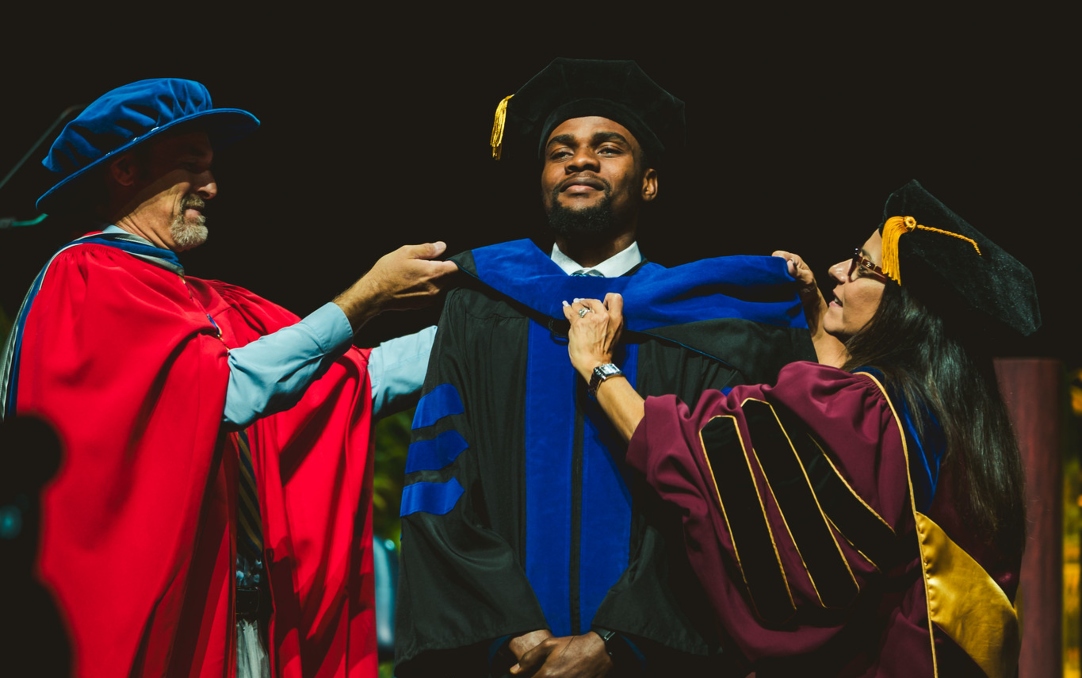 Graduate on stage