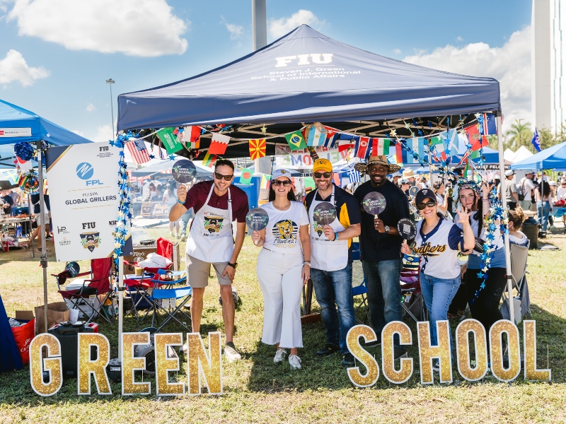 Green School team at tent