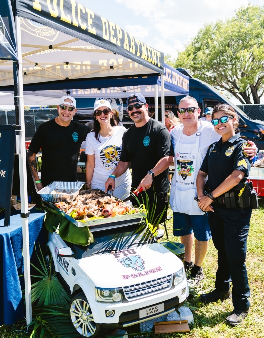 Police Department pig roast display
