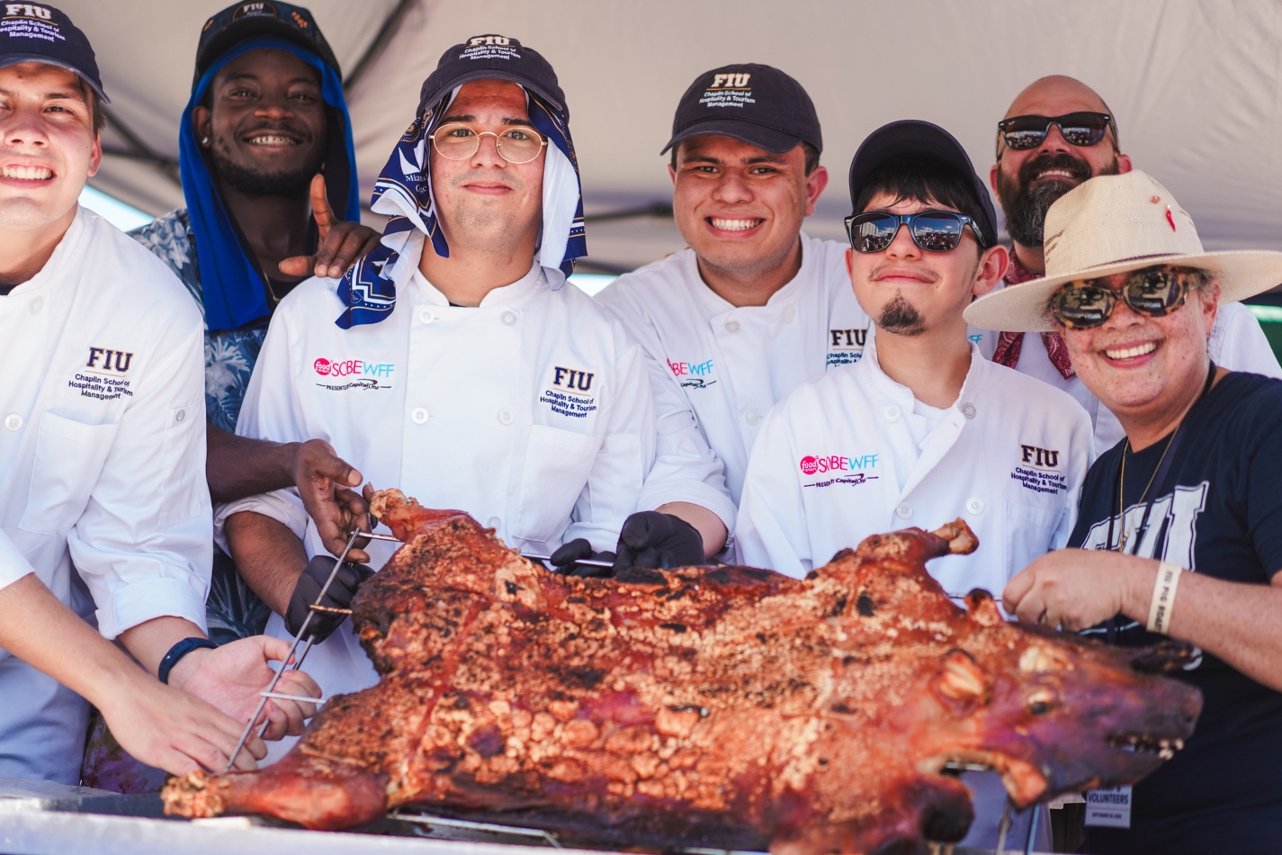Chaplin School team with their roasted pig