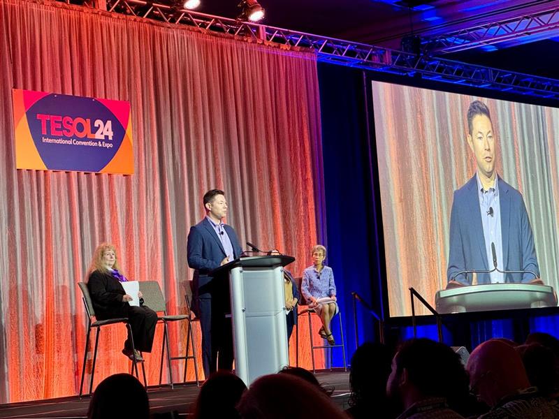 Professor Pontier speaking at the TESOL Convention.