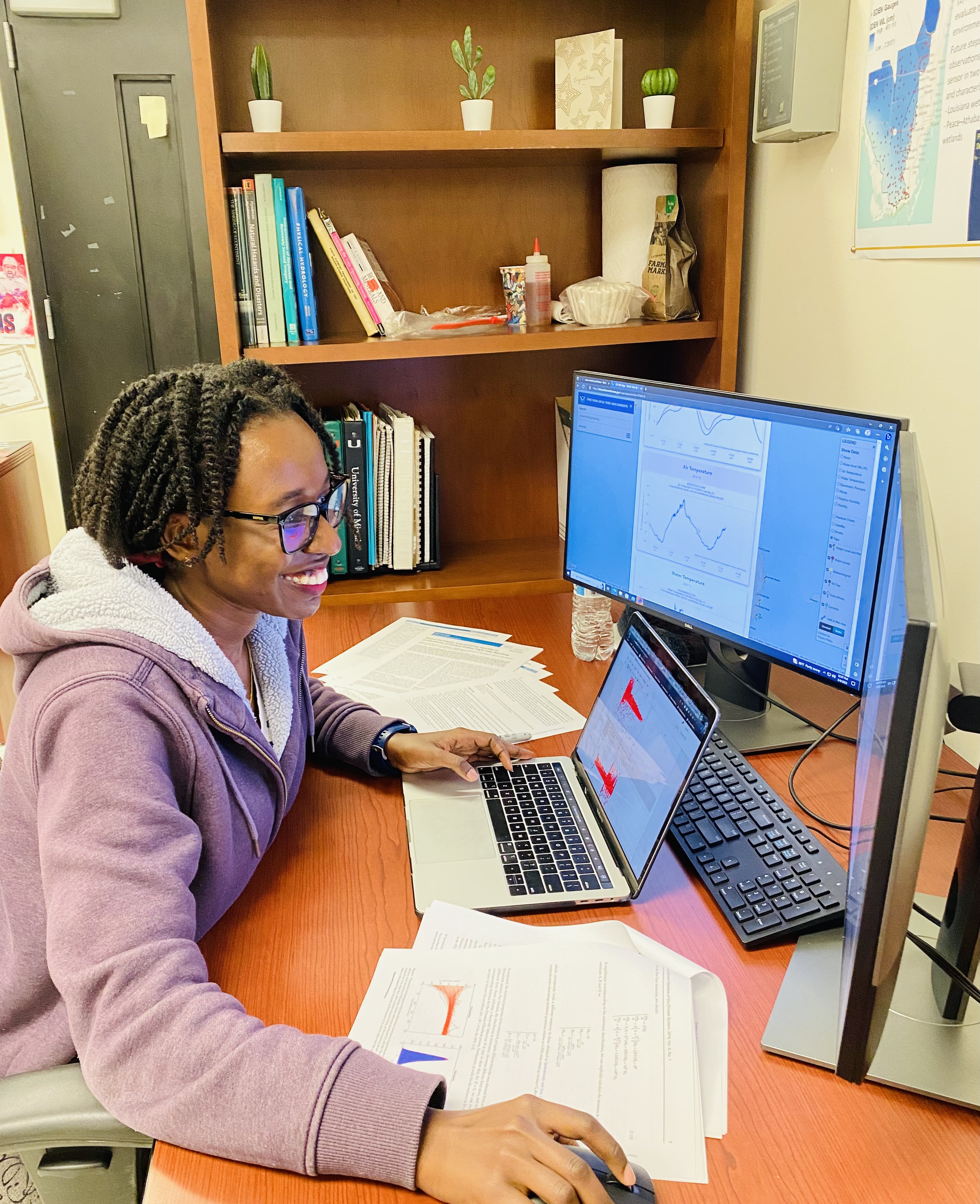 Earth and Environment Ph.D. student Dafrosa Kataraihya working on her research.