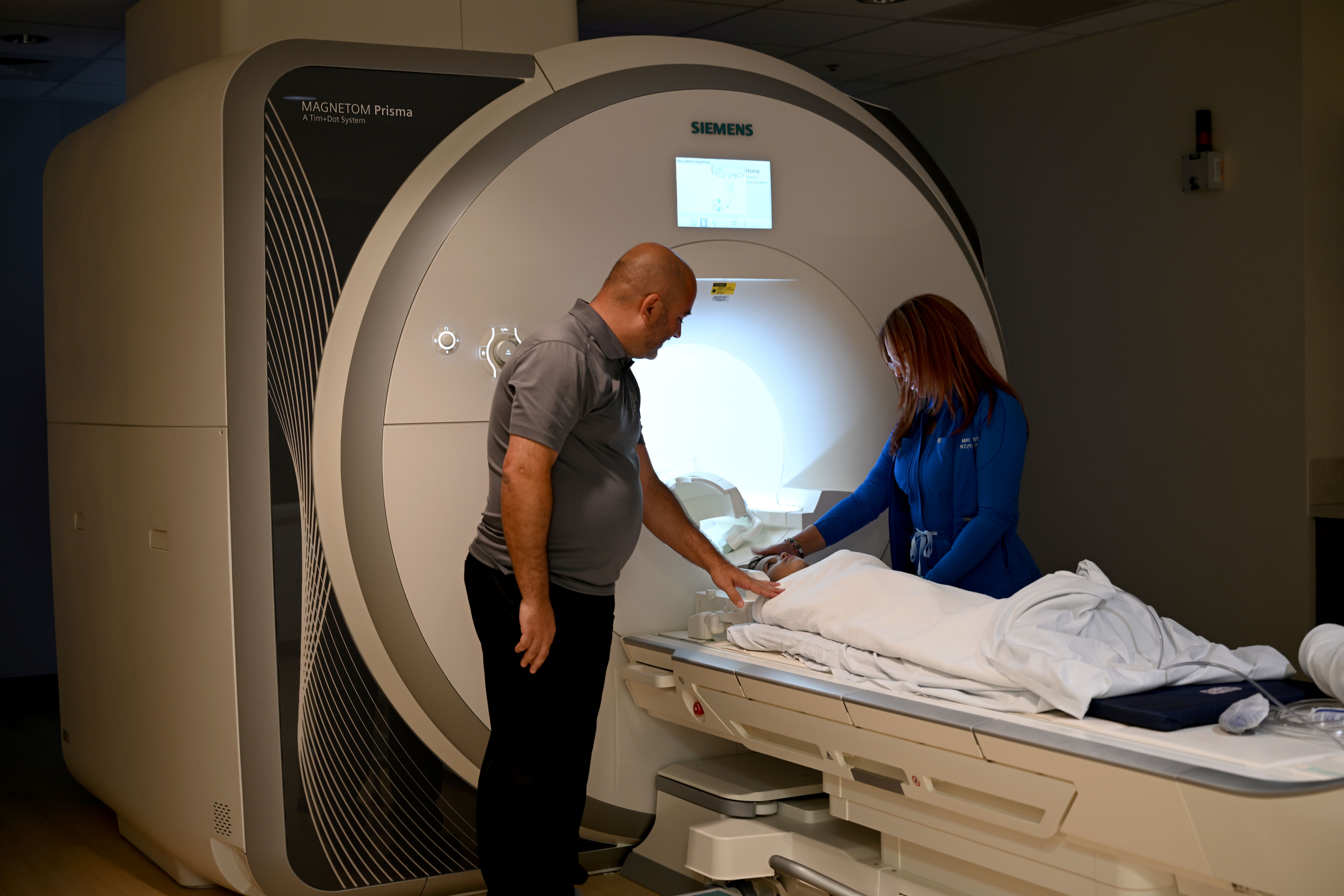 Child being scanned in MRI machine