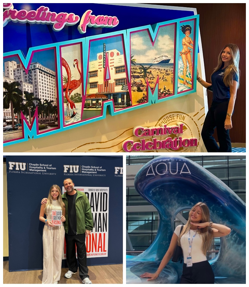 Collage of pictures showing some of Haley Caravetta's first-year activities at FIU. 