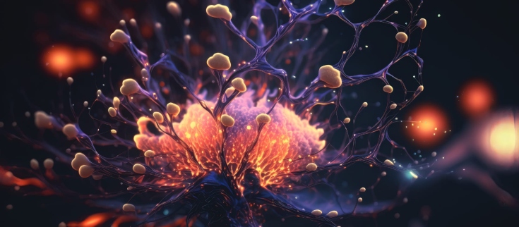 artistic photo of plaque in the brain related to dementia