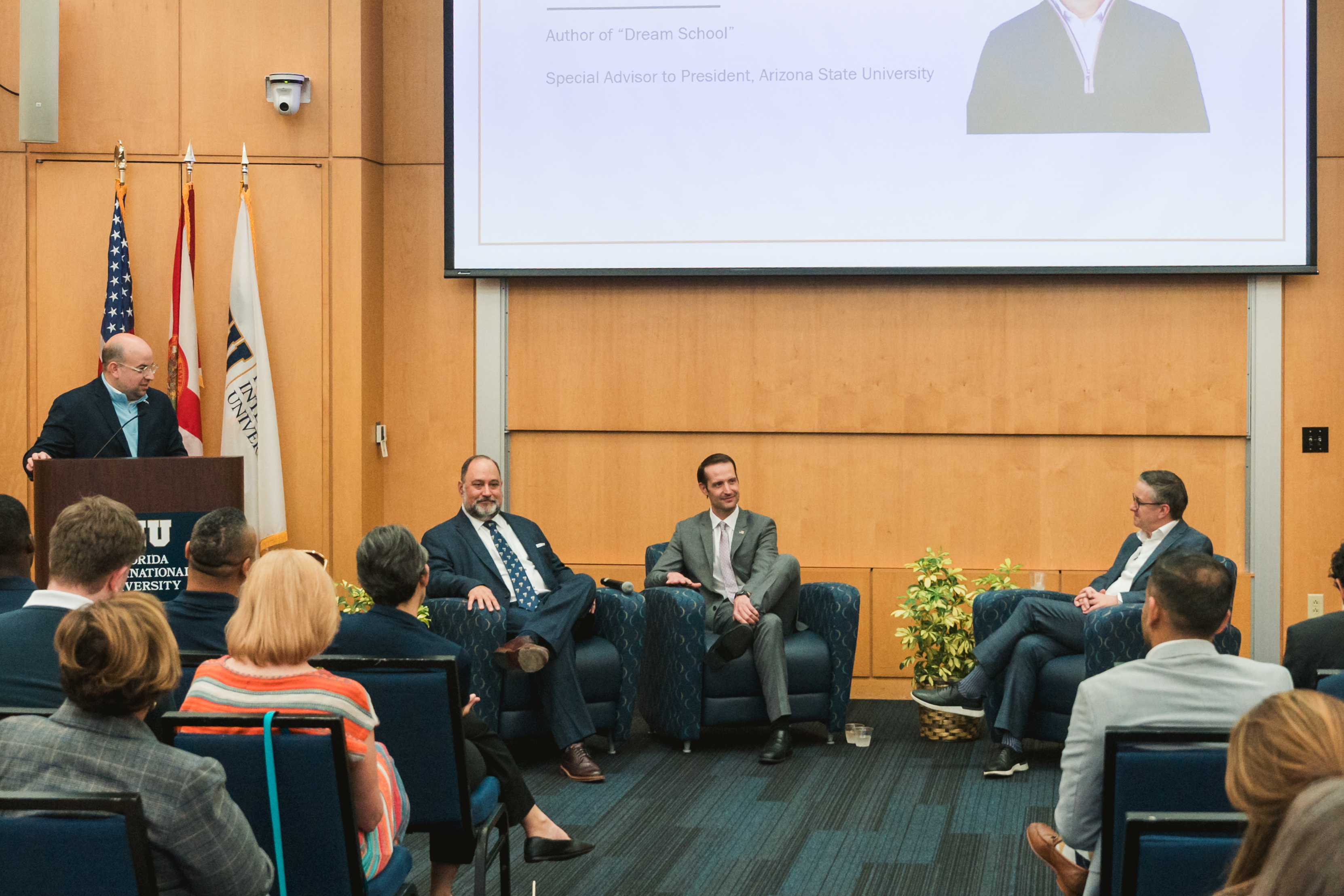 Jeff Selingo, U.S. Department of Education Under Secretary Nicholas Kent and State University of Florida Chancellor Ray Rodrigues discussed trends in higher education during an FIU event.